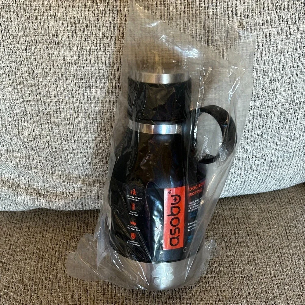 Asobu Dog Bowl 12oz Insulated Water Bottle 37oz Detachable Bowl Base NIB Travel